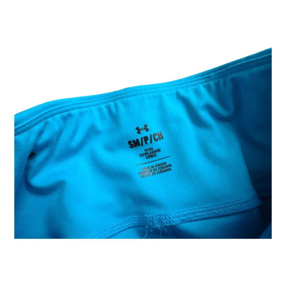Under Armour Leggings Womens S Blue Black Fitted Side Stripe High Rise Pockets - Picture 6 of 6
